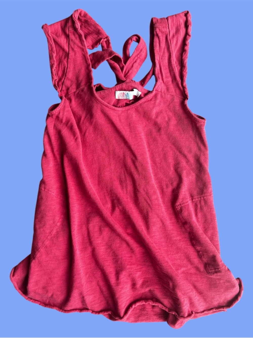 Free people fp beach bow cotton tank cherry cola size large
